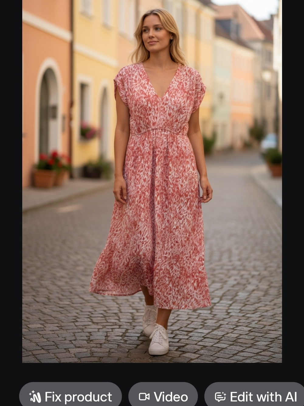 Maggy London's Women's V-Neck Midi Dress in Dusty Rose Print EARRINGS INCLUDED